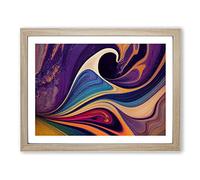 Modern Marbling Art Vol.3 Abstract H1022 Framed Print for Living Room Bedroom Home Office Décor, Wall Art Picture Ready to Hang, Oak A4 Frame (34 x 25 cm)
