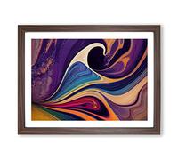 Modern Marbling Art Vol.3 Abstract H1022 Framed Print for Living Room Bedroom Home Office Décor, Wall Art Picture Ready to Hang, Walnut A3 Frame (46 x 34 cm)