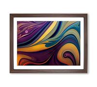 Modern Marbling Art Vol.4 Abstract Framed Print | A3 Walnut Framed Wall Art | Ready to Hang | Abstract Fantasy Picture | Living Room Bedroom Lounge Office