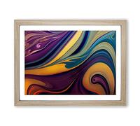 Modern Marbling Art Vol.4 Abstract H1022 Framed Print for Living Room Bedroom Home Office Décor, Wall Art Picture Ready to Hang, Oak A3 Frame (46 x 34 cm)