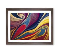 Modern Marbling Art Vol.6 Abstract H1022 Framed Print for Living Room Bedroom Home Office Décor, Wall Art Picture Ready to Hang, Walnut A4 Frame (34 x 25 cm)