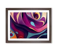 Modern Marbling Art Vol.7 Abstract H1022 Framed Print for Living Room Bedroom Home Office Décor, Wall Art Picture Ready to Hang, Walnut A3 Frame (46 x 34 cm)