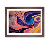 Modern Marbling Art Vol.8 Abstract H1022 Framed Print for Living Room Bedroom Home Office Décor, Wall Art Picture Ready to Hang, Walnut A2 Frame (64 x 46 cm)