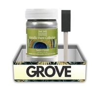 Modern Masters Metallic Paint Collection Satin Champagne Water-Based 6 oz Bundle with Paint Brush - Shimmer Finish for Walls, Furniture, and Decorative Surfaces - Gift Set (2 Items)