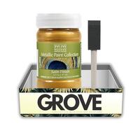 Modern Masters Metallic Paint Collection Satin Iridescent Gold Water-Based 6 oz Bundle with Paint Brush - Shimmer Finish for Walls, Ceilings, Furniture, and Decor - Gift Set (2 Items)