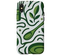 Modern Matcha Tea Art - Minimal Green Botanical Design Case for iPhone X/XS