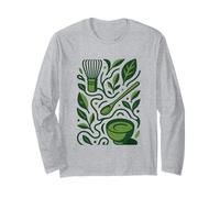 Modern Matcha Tea Art - Minimal Green Botanical Design Long Sleeve T-Shirt
