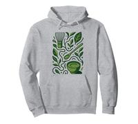 Modern Matcha Tea Art - Minimal Green Botanical Design Pullover Hoodie