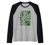 Modern Matcha Tea Art - Minimal Green Botanical Design Raglan Baseball Tee