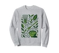 Modern Matcha Tea Art - Minimal Green Botanical Design Sweatshirt