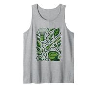Modern Matcha Tea Art - Minimal Green Botanical Design Tank Top