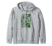 Modern Matcha Tea Art - Minimal Green Botanical Design Zip Hoodie