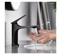 Modern Matte Black Bathroom Faucet - Single Handle Mixer Tap Deck-Mounted Hot & Cold Water Sk Design for Contemporary Washrooms Easy Inllat &