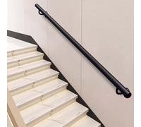 Modern Matte Black Staircase Hand il - 1 to 6 Metres Adjustable Wall-Mounted Metal Banister for Indoor/Outdoor Steps - Complete 11ft Kit for Easy Installation