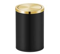 Modern Matte Black Trash Can - Round Swing Lid Waste Bin with Premium Finish, Compact Garbage Can for Kitchen, Bathroom, Home Office