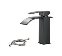 Modern Matte Black Waterfall Bathroom Faucet - Single Hole Sink Mixer Tap, High Handle Design for Washbasin, Upgrade Your Space 17.2x6x18.3cm