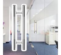 Modern Matte Sliding Glass Door Handles Dual Sided Push Pull Design for Indoor and Outdoor Use Stylish Round Bar for Bathroom Shower Doors (Size: 60cm) Silver Finish (120
