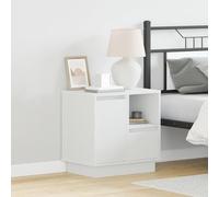 Modern MDF Rectangular Nightstand with Drawer, White Matte Finish, Easy Assembly, 40x30 cm - Stylish Bedroom Furniture for Small Spaces