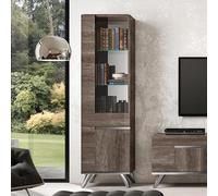 Modern Medea Vitrine - 1 Door LHF - Vintage Oak