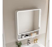 Modern Medicine Cabinet with LED Lights Wall-Mounted Bathroom Mirror with Storage Shelf Anti-Fog Design 23.6in White Vanity for Stylish Home Decor