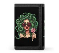 Modern Medusa with Lollipop Printed Trifold Wallets Front Pocket Wallet With ID Window Gifts for Men And Women