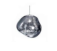 Modern Melt Glass Pendant Lights, 15/20/28cm Lava Irregular Melt Pendant Lamp, E27 Bedroom Hanglamp with 150cm Adjustable Lanyard, Living Room Hanging Lamps for Bedroom, Hallway(Silver,Diameter20cm)
