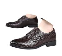 Modern Men's Suit Shoes, Wingtip Monk Strap, Business Shoes with Pointed Cap, Evening Shoes, Leather Shoes, Buckle Shoes, Classic Costume Shoes for Business, Wedding, brown, 10 UK