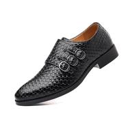Modern Men's Suit Shoes, Wingtip Monk Strap, Business Shoes with Pointed Cap, Evening Shoes, Leather Shoes, Buckle Shoes, Classic Costume Shoes for Business, Wedding, black, 12 UK