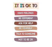 Modern Mental Health Poster, Therapist & School Counselor Office Decor, Inspirational Wall Art for Classroom, Positive Psychology Gift Idea(Framed,12x18inch(30x45cm))