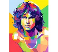 Modern Merch Jim Morrison Diamond Art Kits for Adults, Celebirty Pop Art Band Doors 5D Diamond Painting for Adults, DIY Wall Decor Cross Stitch Gem Art, Full Round Drill 12x16