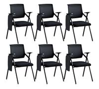 Modern Mesh Mid-Back Conference Chair Set - 6-Piece Foldable Office Stool with Fixed Arms No Wheels Compact Design for Training & Meetings 19" L x 22.5" W x 34" H Black