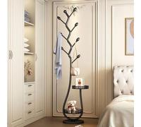 Modern Metal Coat Rack with Marble Base Freestanding Entryway Double Layer Storage Basket for Bedroom Hallway 30x30x170CM Stylish Bag Holder.