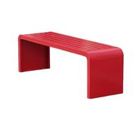 Modern Metal Garden Bench - All-Weather Resistant Backless Outdoor Seating for Yard Patio Entryway Park - Slish Red 1m Length