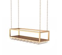 Modern Metal Hanging Wine Rack with Ceiling Mounted Glass Holder and Floating nizer Shelves for Bars and Restaurants