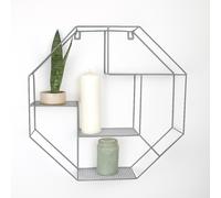 Modern Metal Hexagon Wall Shelf - Stylish Grey Floating Storage
