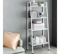 Modern Metal Ladder Bookshelf - Multi-Layer Floor-to-Ceiling Bookcase with Rectangular Shelves - Stylish Storage Rack for Kitchen Living Room Balcony and Flower Display