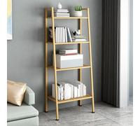 Modern Metal Ladder Shelf with Rectangular Shelves, Multi-Purpose Kitchen & Balcony Storage, Floor-to-Ceiling Trapezoidal Plant Stand, Red Finish