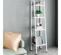 Modern Metal Ladder Shelf with Rectangular Shelves - Multi-Tier Kitchen Storage Rack Floor-to-Ceiling Trapezoidal Bookcase Red Flower Stand for Balcony & Home Decor