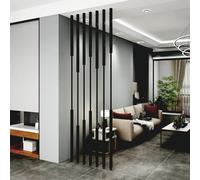 Modern Metal Room Divider - 7-Panel Wrought Iron Privacy Screen for Floor-to-Ceiling Separation, Freestanding Decorative Post for Home/Commercial Spaces
