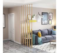 Modern Metal Room Divider Freestanding Privacy Screen for Entryway Office Decor - Gold Minimalist Partition Wall