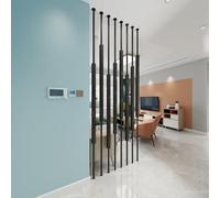 Modern Metal Slat Partition Column | Floor to Ceiling Room Divider Pole 5/8pcs with Adjustable Feet | Black Privacy Screen Wall Separator Post for Home & Office(5pcs-B,180cm/71in/5.9ft)