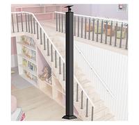 Modern Metal Stair Railing - Indoor/Outdoor Square il with Posts & Flat Clamps Black - Stylish & Staircase Guard for Home Renovation & Safety