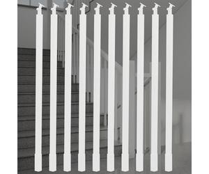 Modern Metal Stair Spindles - 10 pcs White Indoor Balusters for 31-39'' Stairs Floor Mounted Railing Parts for Wood Steps 42.5 inch Pickets - Stylish Staircase Banister Upgrade