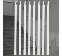 Modern Metal Stair Spindles 8 Pcs 31"-39" Adjustable White Balusters for Indoor Staircase Railing Stylish Metal Pickets for Wood Steps & Banister Floor Mounted