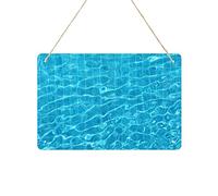 Modern Metal Tin Sign, Decorative Sign Wall Poster Plaque Coffee Bar Shop Home Decorations Entryway Outdoor Garden Hanging Sign Gift 12x8 Inch, Water Cube Blue