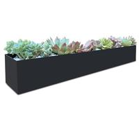 Modern Metal Trough Succulent Planter - Rectangle - 32" Window Sill - Indoor/Outdoor - Black