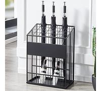Modern Metal Umbrella Holder & Cane Rack, Stylish Black Grid Organizer for Walking Sticks, Entryway & Office Storage Solution, Space-Saving Design