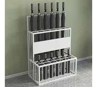 Modern Metal Umbrella Stand Stylish Double Layer Holder for Hotel Lobby & Hallway Pink Umbrella Bucket & Walking Stick Rack (18.9"x10.2"x26.8")