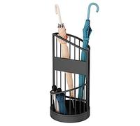 Modern Metal Umbrella Stand - Stylish Round 2-Tier Storage Rack with Drip Tray Base, Black Cane & Walking Stick Holder, Hollow Design, 30 x 61 cm - Perfect for Home & Off