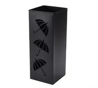 Modern Metal Umbrella Stand with Square Design - 42×16×16 cm Indoor Holder for Umbrellas, Canes and Fishing Rods, Decorative Entryway Organizer in Black, Yellow, Pink, Silver or White(Black)